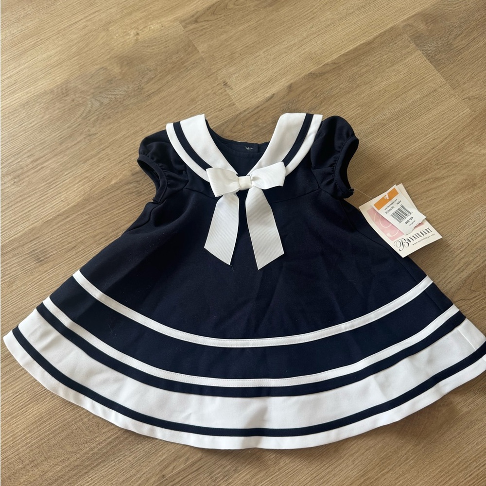 Bonnie Baby Bonnie Jean Navy and White Dress